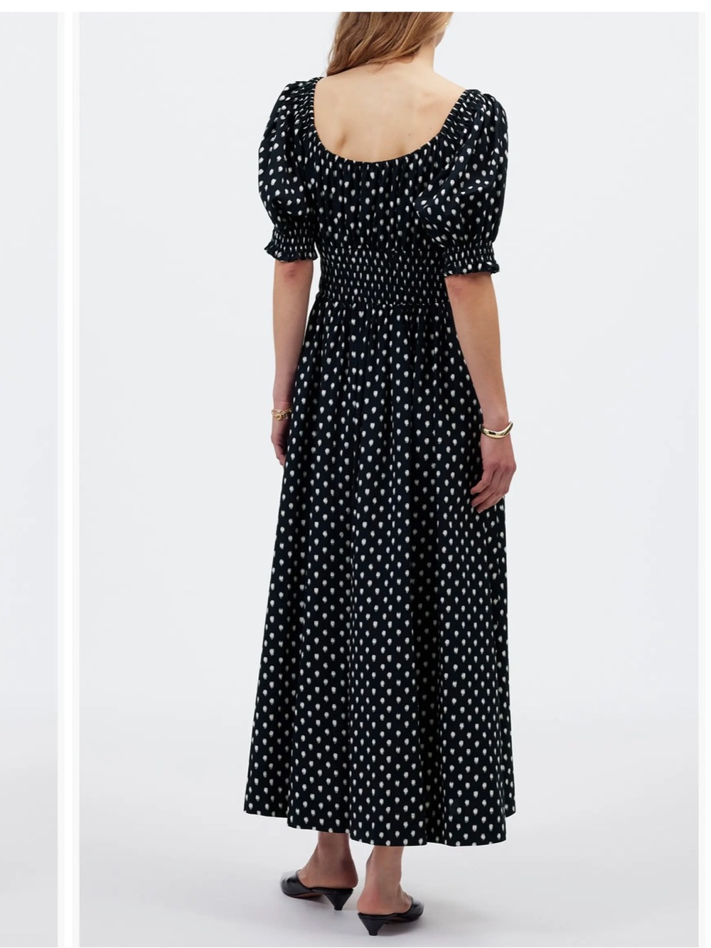 NWT Madewell Shibori Dot Smocked Waist Midi Dress - Picture 2 of 7